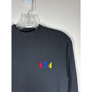 A24 Primary Logo Black Long Sleeve Shirt XS Mock Neck Film Studio Merch Movie